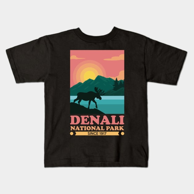 Denali National Park Kids T-Shirt by Sachpica